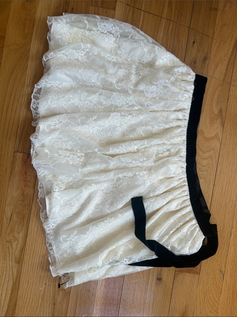 LoveShackFancy Ivory Skirt with Black Waistband Detail